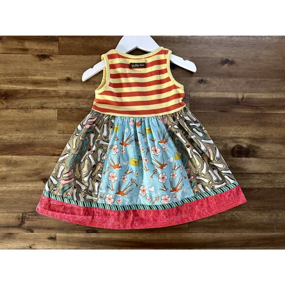 Matilda Jane It's A Wonderful Parade Ode To Shoes Sleeveless Stripe Floral Dress - Picture 6 of 7